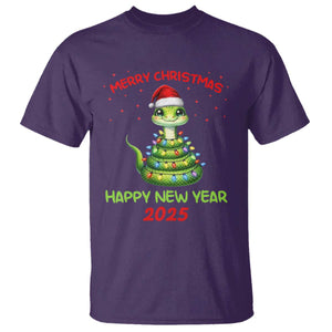 Year Of The Snake 2025 T Shirt Merry Christmas And Happy New Year Cute Snake TS09 Purple Print Your Wear
