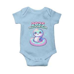 Year Of The Snake 2025 Baby Onesie Cute Snake Happy New Year TS09 Light Blue Print Your Wear