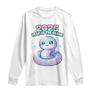 Year Of The Snake 2025 Long Sleeve Shirt Cute Snake Happy New Year TS09 White Print Your Wear