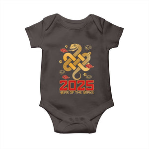 Year Of The Snake 2025 Baby Onesie Lunar New Year Chinese Traditional TS09 Dark Chocolate Print Your Wear