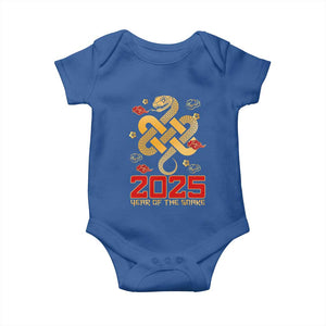Year Of The Snake 2025 Baby Onesie Lunar New Year Chinese Traditional TS09 Royal Blue Print Your Wear