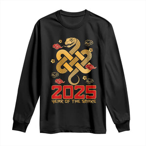 Year Of The Snake 2025 Long Sleeve Shirt Lunar New Year Chinese Traditional TS09 Black Print Your Wear