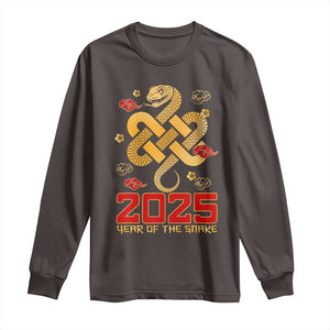 Year Of The Snake 2025 Long Sleeve Shirt Lunar New Year Chinese Traditional TS09 Dark Chocolate Print Your Wear