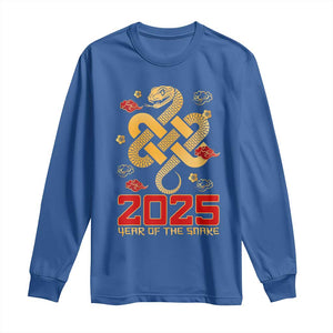 Year Of The Snake 2025 Long Sleeve Shirt Lunar New Year Chinese Traditional TS09 Royal Blue Print Your Wear