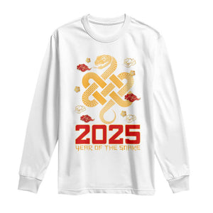Year Of The Snake 2025 Long Sleeve Shirt Lunar New Year Chinese Traditional TS09 White Print Your Wear