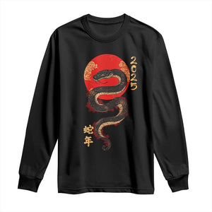 Year Of The Snake 2025 Long Sleeve Shirt Lunar New Year Chinese Snake TS09 Black Print Your Wear