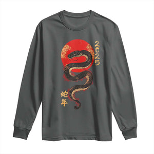 Year Of The Snake 2025 Long Sleeve Shirt Lunar New Year Chinese Snake TS09 Dark Heather Print Your Wear