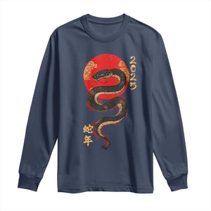 Year Of The Snake 2025 Long Sleeve Shirt Lunar New Year Chinese Snake TS09 Navy Print Your Wear