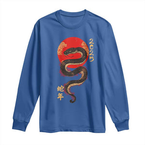 Year Of The Snake 2025 Long Sleeve Shirt Lunar New Year Chinese Snake TS09 Royal Blue Print Your Wear