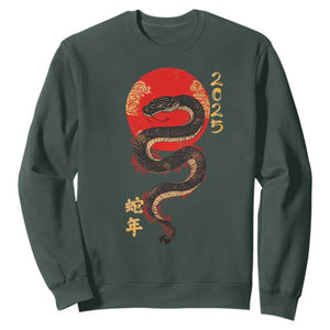 Year Of The Snake 2025 Sweatshirt Lunar New Year Chinese Snake TS09 Dark Forest Green Print Your Wear