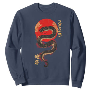 Year Of The Snake 2025 Sweatshirt Lunar New Year Chinese Snake TS09 Navy Print Your Wear