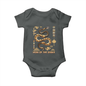 Lunar New Year 2025 Baby Onesie Year Of The Snake 2025 Chinese China TS09 Dark Heather Print Your Wear