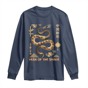 Lunar New Year 2025 Long Sleeve Shirt Year Of The Snake 2025 Chinese China TS09 Navy Print Your Wear