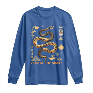 Lunar New Year 2025 Long Sleeve Shirt Year Of The Snake 2025 Chinese China TS09 Royal Blue Print Your Wear