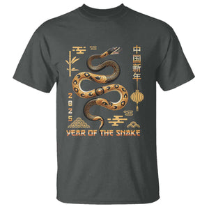Lunar New Year 2025 T Shirt Year Of The Snake 2025 Chinese China TS09 Dark Heather Print Your Wear