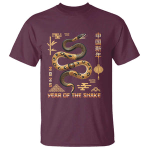 Lunar New Year 2025 T Shirt Year Of The Snake 2025 Chinese China TS09 Maroon Print Your Wear