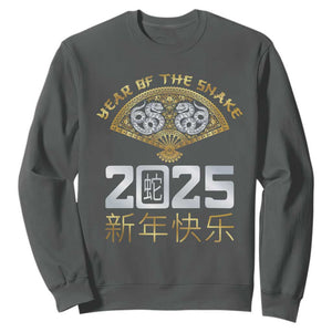 Year Of The Snake 2025 Sweatshirt Happy New Year Chinese China TS09 Dark Heather Print Your Wear