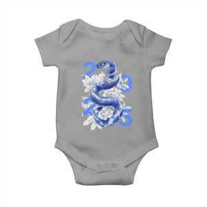 Year Of The Snake 2025 Baby Onesie Chinese New Year Blue Snake TS09 Sport Gray Print Your Wear