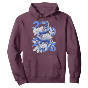 Year Of The Snake 2025 Hoodie Chinese New Year Blue Snake TS09 Maroon Print Your Wear