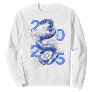 Year Of The Snake 2025 Sweatshirt Chinese New Year Blue Snake TS09 White Print Your Wear
