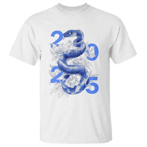 Year Of The Snake 2025 T Shirt Chinese New Year Blue Snake TS09 White Print Your Wear