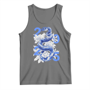 Year Of The Snake 2025 Tank Top Chinese New Year Blue Snake TS09 Black Heather Print Your Wear