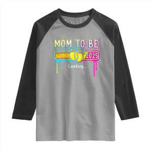 New Mom 2025 Raglan Shirt Loading Mom To Be Est 2025 TS09 Sport Gray Black Print Your Wear