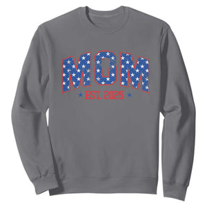 Mom Est 2025 Sweatshirt Patriotic America Flag New Mother TS09 Charcoal Print Your Wear