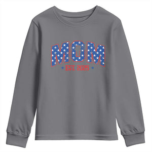 Mom Est 2025 Youth Sweatshirt Patriotic America Flag New Mother TS09 Charcoal Print Your Wear