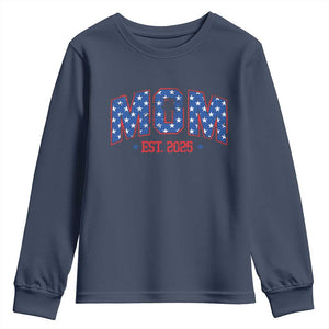 Mom Est 2025 Youth Sweatshirt Patriotic America Flag New Mother TS09 Navy Print Your Wear