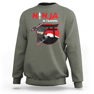 Ninja Sweatshirt In Training Cool Warrior Kids Boy Man Ninjutsu TS09 Military Green Printyourwear