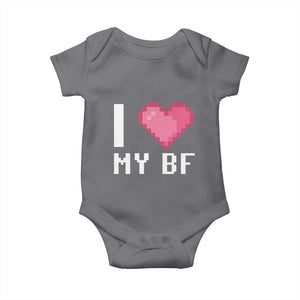 Funny Girlfriend Baby Onesie I Love My BF Boyfriend Valentines TS09 Charcoal Print Your Wear