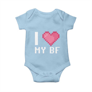 Funny Girlfriend Baby Onesie I Love My BF Boyfriend Valentines TS09 Light Blue Print Your Wear