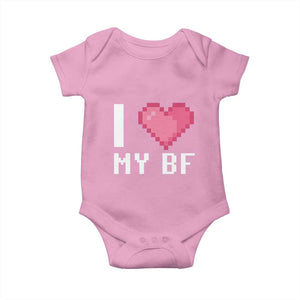 Funny Girlfriend Baby Onesie I Love My BF Boyfriend Valentines TS09 Light Pink Print Your Wear