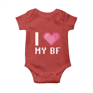 Funny Girlfriend Baby Onesie I Love My BF Boyfriend Valentines TS09 Red Print Your Wear