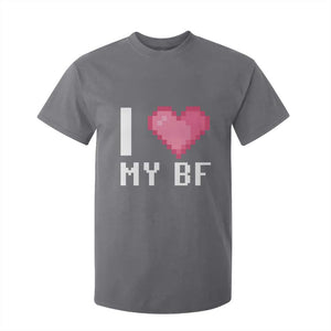 Funny Girlfriend T Shirt For Kid I Love My BF Boyfriend Valentines TS09 Charcoal Print Your Wear