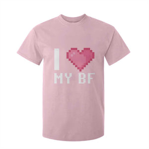 Funny Girlfriend T Shirt For Kid I Love My BF Boyfriend Valentines TS09 Light Pink Print Your Wear