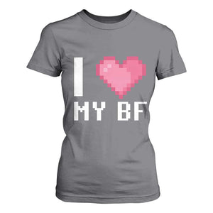 Funny Girlfriend T Shirt For Women I Love My BF Boyfriend Valentines TS09 Charcoal Print Your Wear