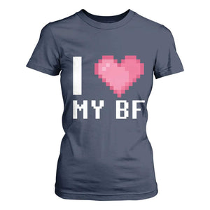 Funny Girlfriend T Shirt For Women I Love My BF Boyfriend Valentines TS09 Navy Print Your Wear