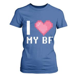 Funny Girlfriend T Shirt For Women I Love My BF Boyfriend Valentines TS09 Royal Blue Print Your Wear