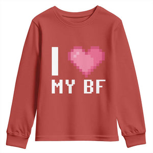 Funny Girlfriend Youth Sweatshirt I Love My BF Boyfriend Valentines TS09 Red Print Your Wear