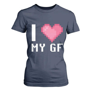 Funny Boyfriend T Shirt For Women I Love My GF Girlfriend Valentines TS09 Navy Print Your Wear