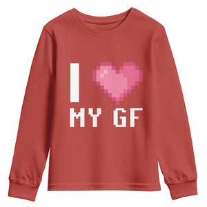 Funny Boyfriend Youth Sweatshirt I Love My GF Girlfriend Valentines TS09 Red Print Your Wear
