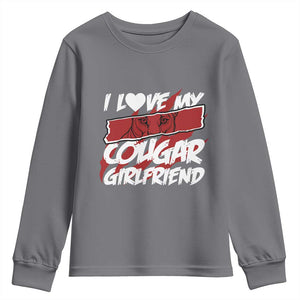 Funny Boyfriend Youth Sweatshirt I Love My Cougar Girlfriend Valentines TS09 Charcoal Print Your Wear