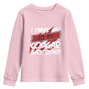 Funny Boyfriend Youth Sweatshirt I Love My Cougar Girlfriend Valentines TS09 Light Pink Print Your Wear