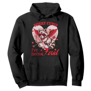 Funny Valentine's Day Hoodie Sorry Cupid I've Been Feral Raccoon TS09 Black Print Your Wear