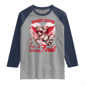 Funny Valentine's Day Raglan Shirt Sorry Cupid I've Been Feral Raccoon TS09 Sport Gray Navy Print Your Wear