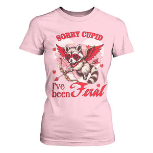Funny Valentine's Day T Shirt For Women Sorry Cupid I've Been Feral Raccoon TS09 Light Pink Print Your Wear