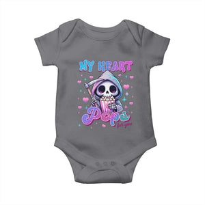 Funny Valentine's Day Baby Onesie My Heart Pops For You Cute Death Grim Popcorn TS09 Charcoal Print Your Wear