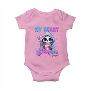 Funny Valentine's Day Baby Onesie My Heart Pops For You Cute Death Grim Popcorn TS09 Light Pink Print Your Wear